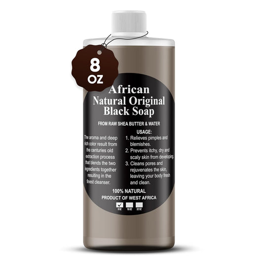 African Black Soap Liquid, Natural Liquid Soap from Ghana, Face & Body Wash Supports Moisturizing,Dry Skin, Scars and Dark Spots (8 Fl Oz)…