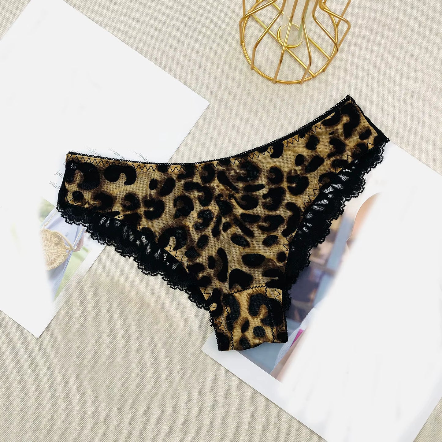 Lace Panties for Womens Leopard Print Bikini Underwear Half Back Coverage Sexy Postpartum Underwear for Women after Birth