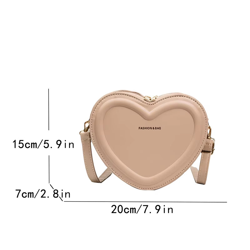 Hot Sale Heart Shape Crossbody Bags for Women Solid Pu Leather Shoulder Bags Fashion Handbags