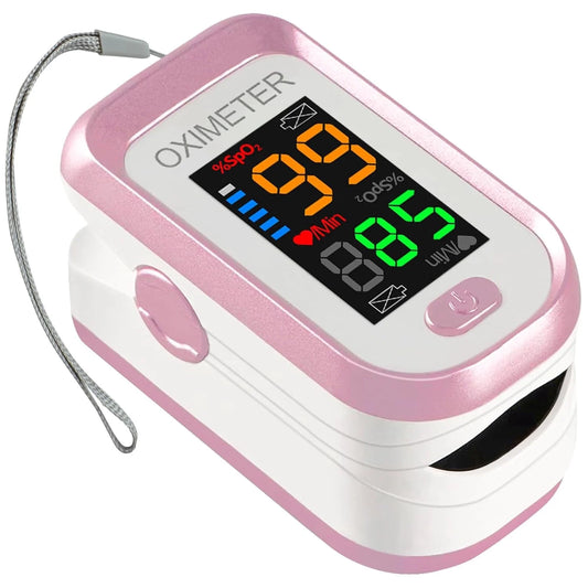 Pulse Oximeter Fingertip Oxygen Monitor Fingertip for Sports Use,With Lanyard Rose Red