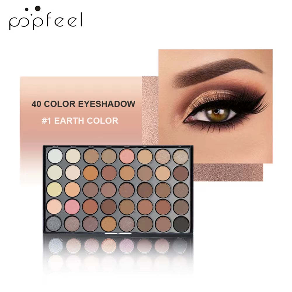 40 Colors Eyeshadow Palette Long Lasting Easy Makeup Brown Eyeshadow Palette, Pink Eyeshadow Palette