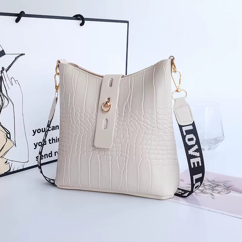 Women Crocodile Messenger Bags Pu Leather Female Crossbody Shoulder Hand Bags for Women High Quality Ladies Handbags Bucket Bag