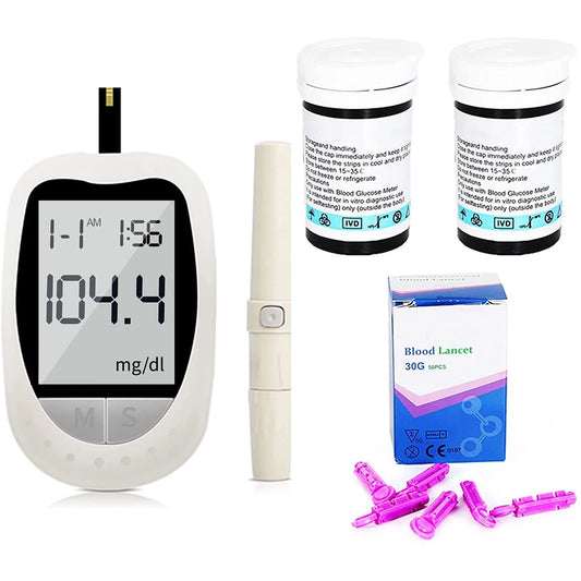 Blood Glucose Monitor Kit, ​Blood Glucose Meter Glucometer Kit ,50 Glucometer Strips, 50 Lancets, Lancing Device, Carrying Case