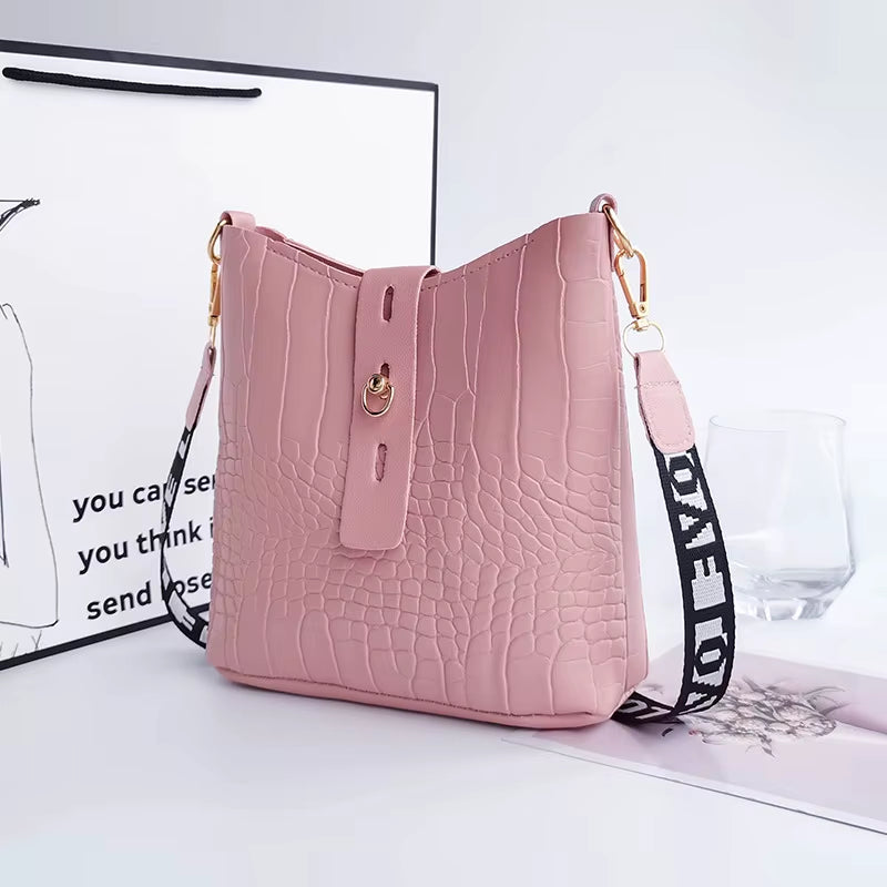 Women Crocodile Messenger Bags Pu Leather Female Crossbody Shoulder Hand Bags for Women High Quality Ladies Handbags Bucket Bag