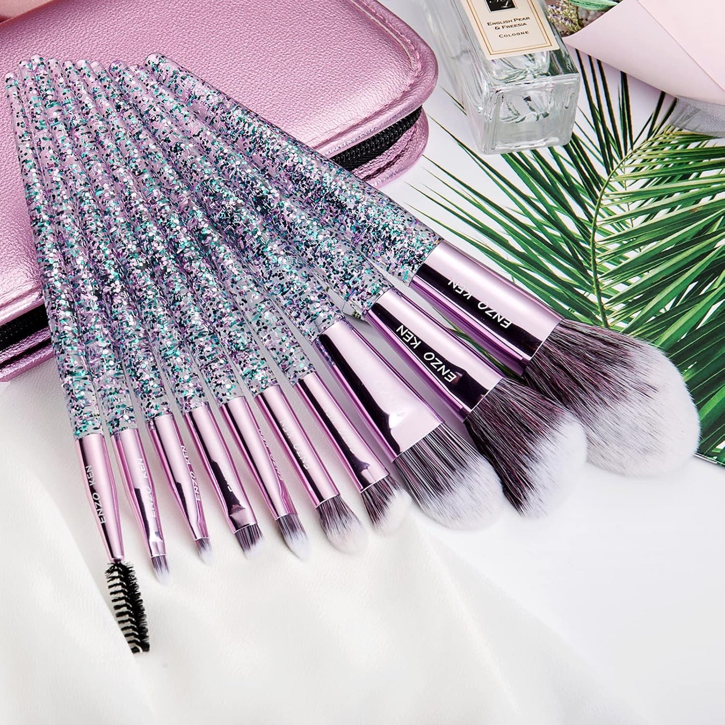 Glitter Makeup Brushes Set Professional, Vegan Makeup Brush Set with Case by , Cosmetic Brushes Makeup Set, Make up Brushes Vegan, Make up Brushes Set Professional, Makeup Brush Set Vegan.