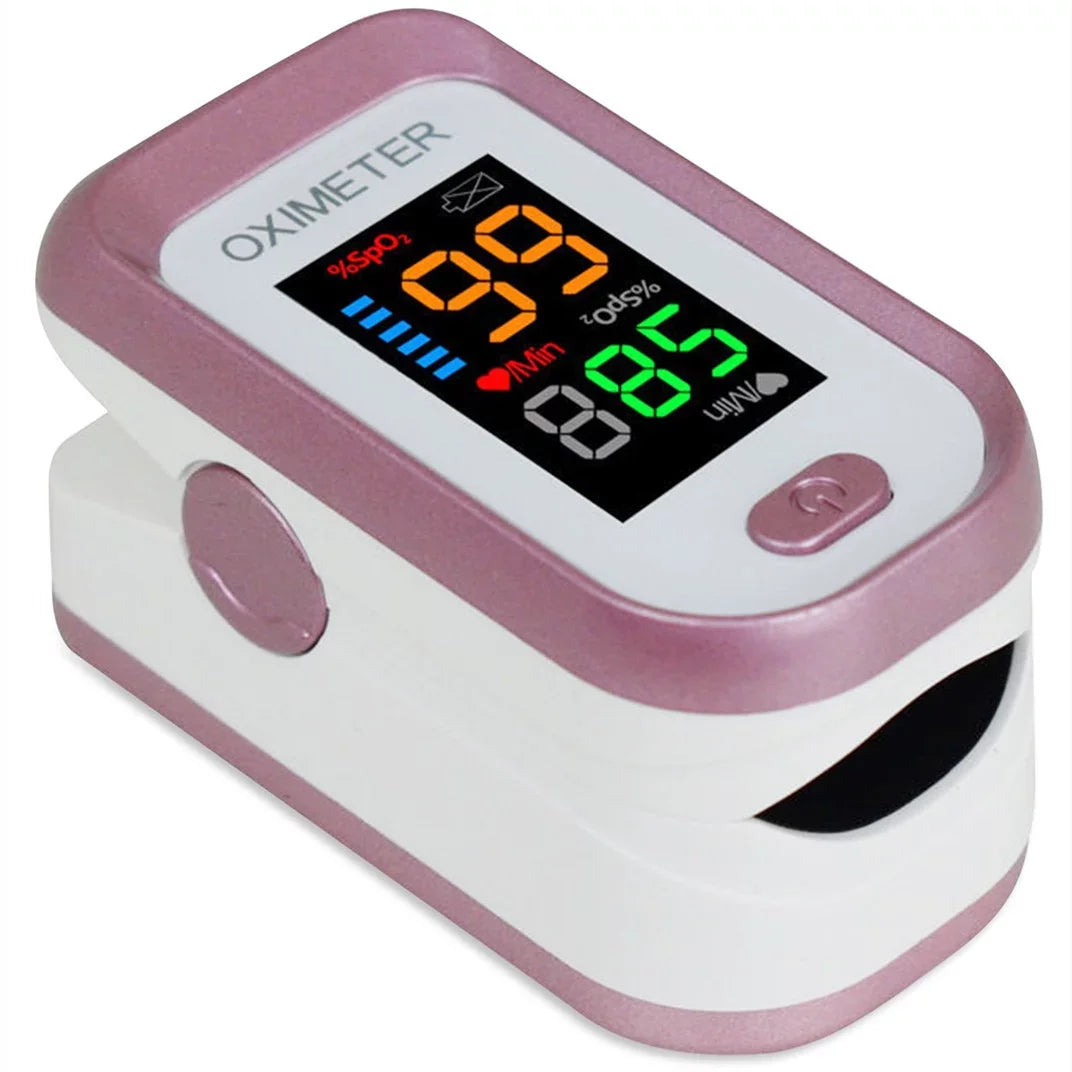 Pulse Oximeter Fingertip Oxygen Monitor Fingertip for Sports Use,With Lanyard Rose Red