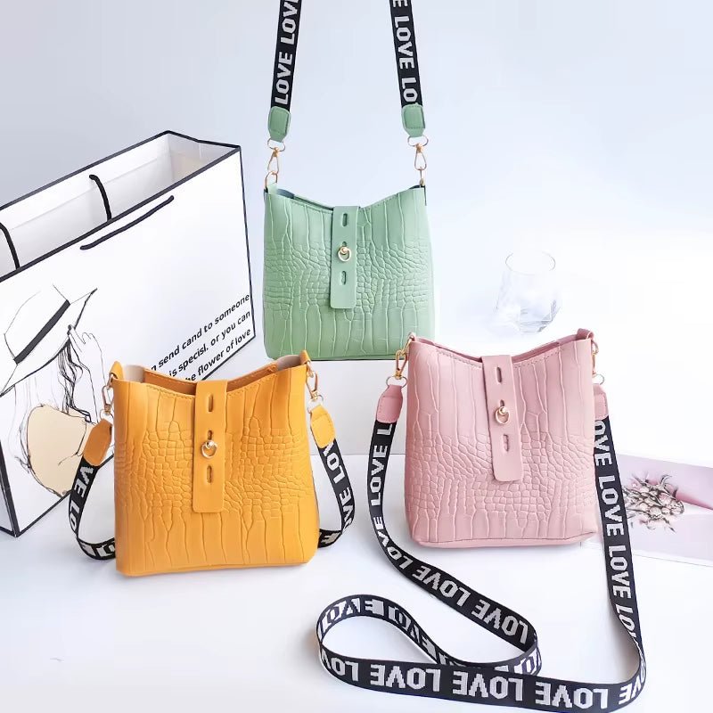 Women Crocodile Messenger Bags Pu Leather Female Crossbody Shoulder Hand Bags for Women High Quality Ladies Handbags Bucket Bag