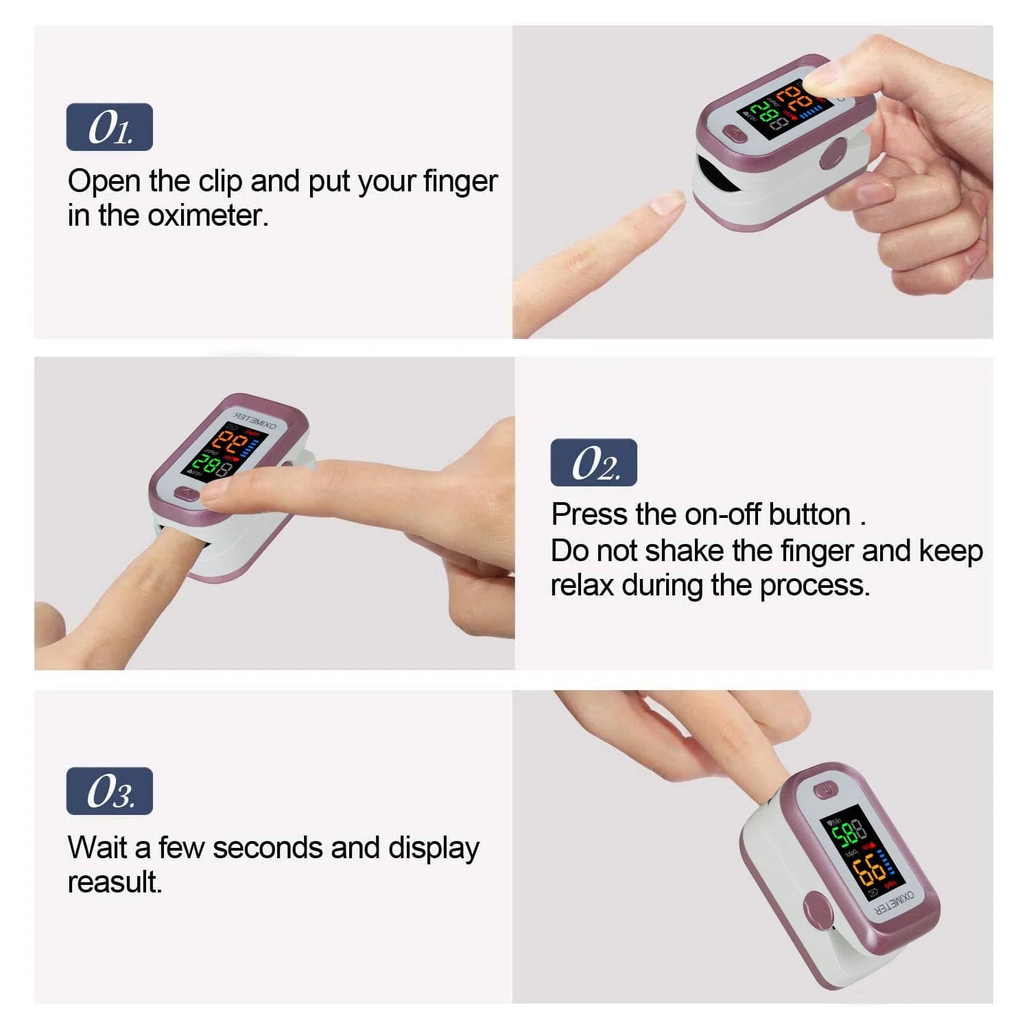 Pulse Oximeter Fingertip Oxygen Monitor Fingertip for Sports Use,With Lanyard Rose Red