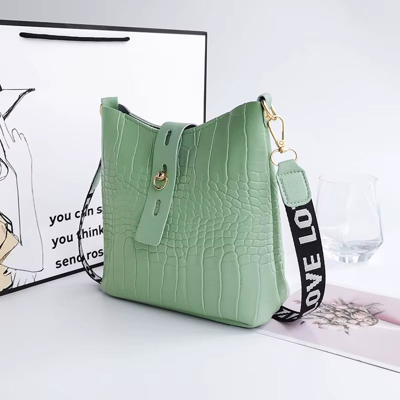 Women Crocodile Messenger Bags Pu Leather Female Crossbody Shoulder Hand Bags for Women High Quality Ladies Handbags Bucket Bag