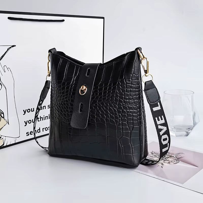 Women Crocodile Messenger Bags Pu Leather Female Crossbody Shoulder Hand Bags for Women High Quality Ladies Handbags Bucket Bag