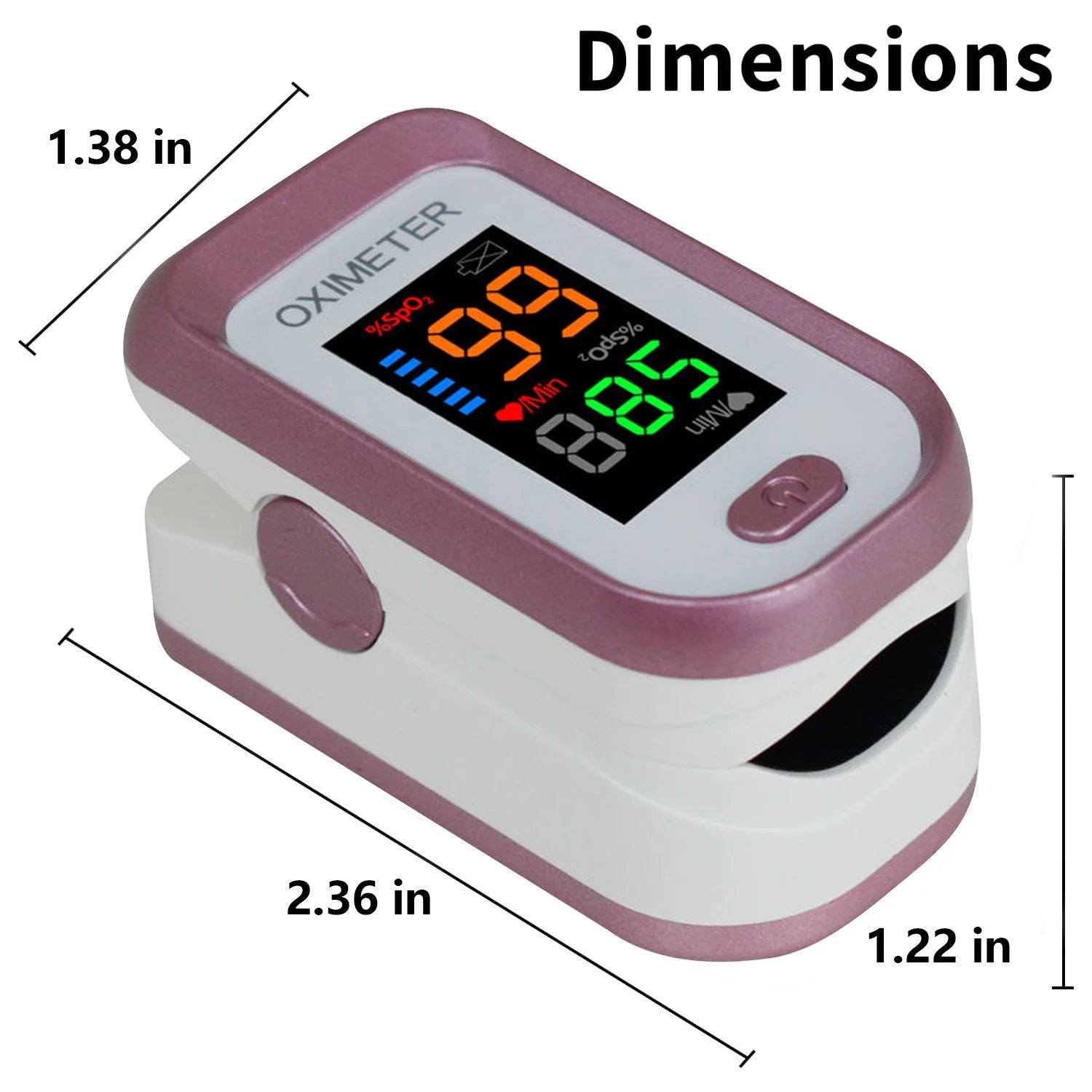 Pulse Oximeter Fingertip Oxygen Monitor Fingertip for Sports Use,With Lanyard Rose Red