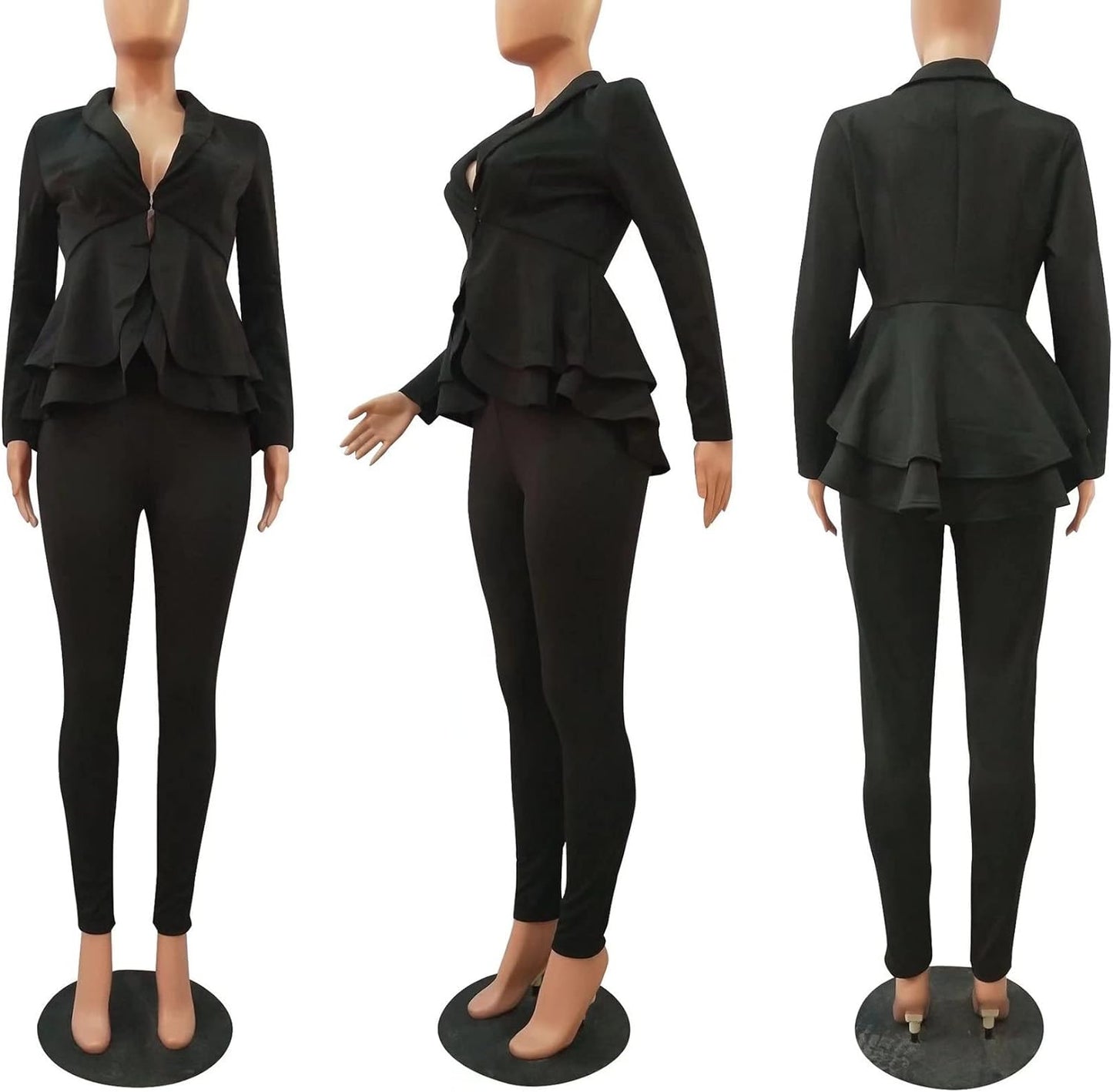 Women'S Suit Sets 2 Piece Sets Sexy V Neck Business Casual Blazer Suit Pants Sets