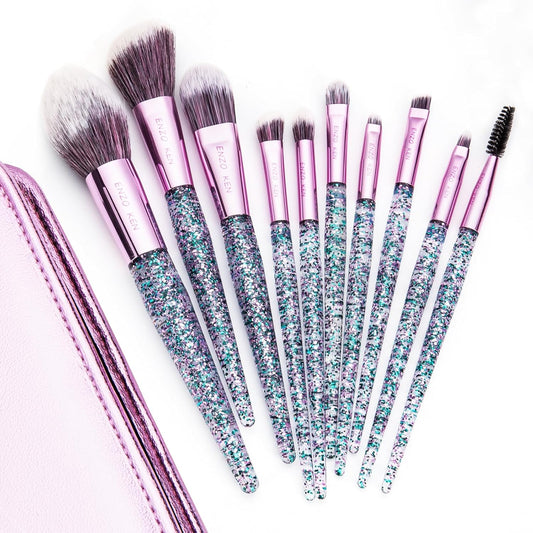 Glitter Makeup Brushes Set Professional, Vegan Makeup Brush Set with Case by , Cosmetic Brushes Makeup Set, Make up Brushes Vegan, Make up Brushes Set Professional, Makeup Brush Set Vegan.